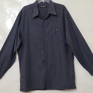 Brandini Men's Gray Long‎ Sleeve Button-Up Shirt Polyester/Nylon - Size XLT